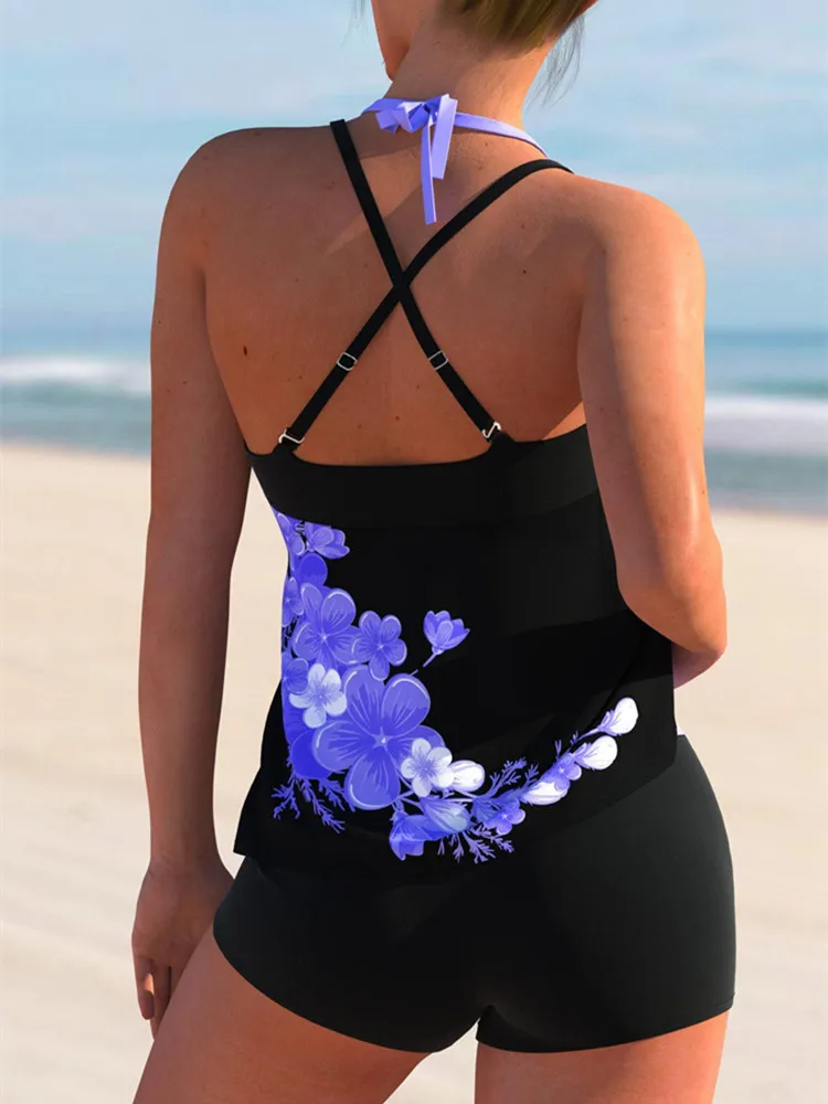 Tankini Plus Size Swimwear Women Bikini Two-Piece Swimsuit High Waist Lace Up Beach Wear Bath Suits Swimming Monokini S-5XL