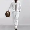 2024 New autumn Men's Set Loose Casual Sports Suit High-quality Jacquard V-neck Long-sleeved trousers Two-piece Men's Clothing 1