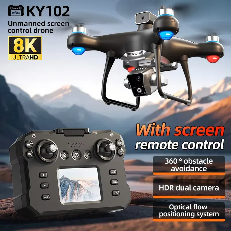 KY102 MAX Drone 8K Professional HD Dual Camera Screen Controlled Brushless Obstacle Avoidance RC Quadcopter Drone Toy 10000M