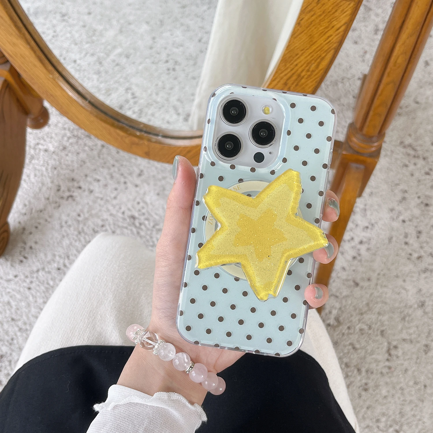 Magnetic Blue Starry Phone Case with Holder