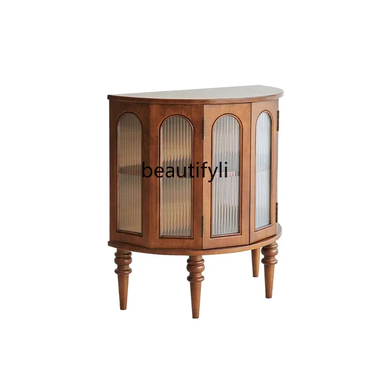 

Retro Solid Wood Entrance Cabinet Living Room Wall Cabinet Facing Door High-End Storage Display Cabinet