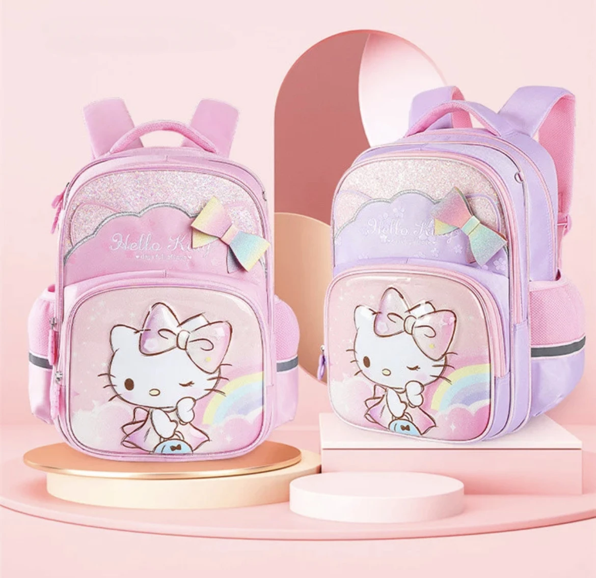 Sanrio Hello Kitty Bag Anime Primary School Schoolbag Children Girls  Lightweight Spine-Protective Burden Alleviation Backpack - AliExpress