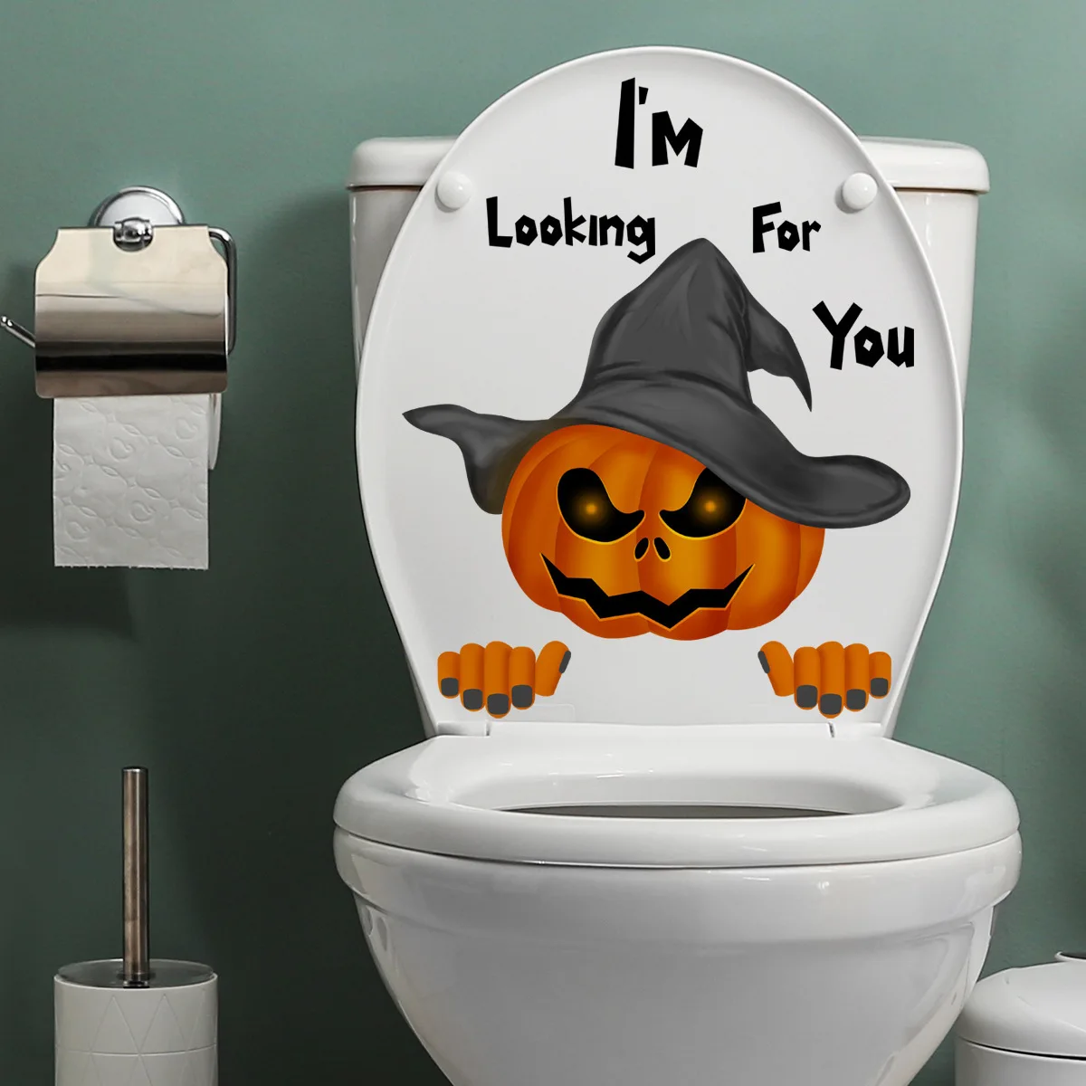 20*30cm Wall Sticker Pumpkin Halloween Wall Stickers Horror Toilet Cartoon Stickers Toilet Decoration Wall Stickers Self Adhesiv
