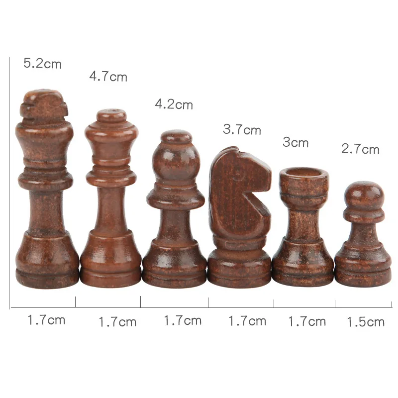 32Pcs/Set Wooden Complete International Chess Pieces Portable Chess Pieces Replacement Entertainment Board Games Accessory