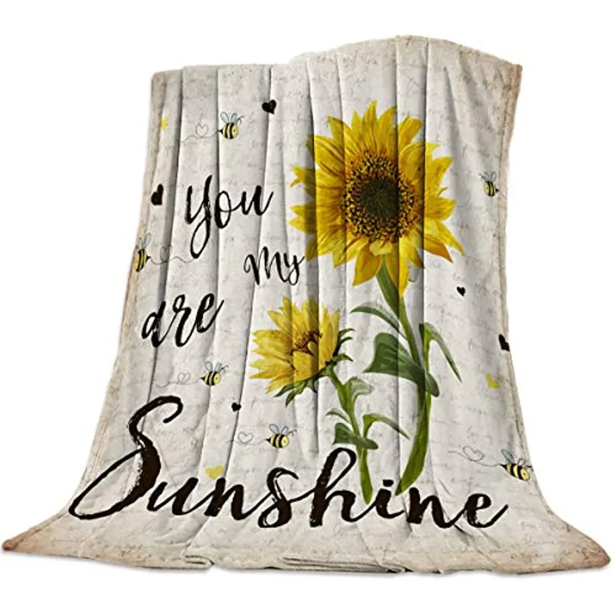 

Sunflower l Fleece Luxury Blankets Reversible Cozy Plush Microfiber All-Season Blanket for Bed/Sunflowers You are My Sunshine