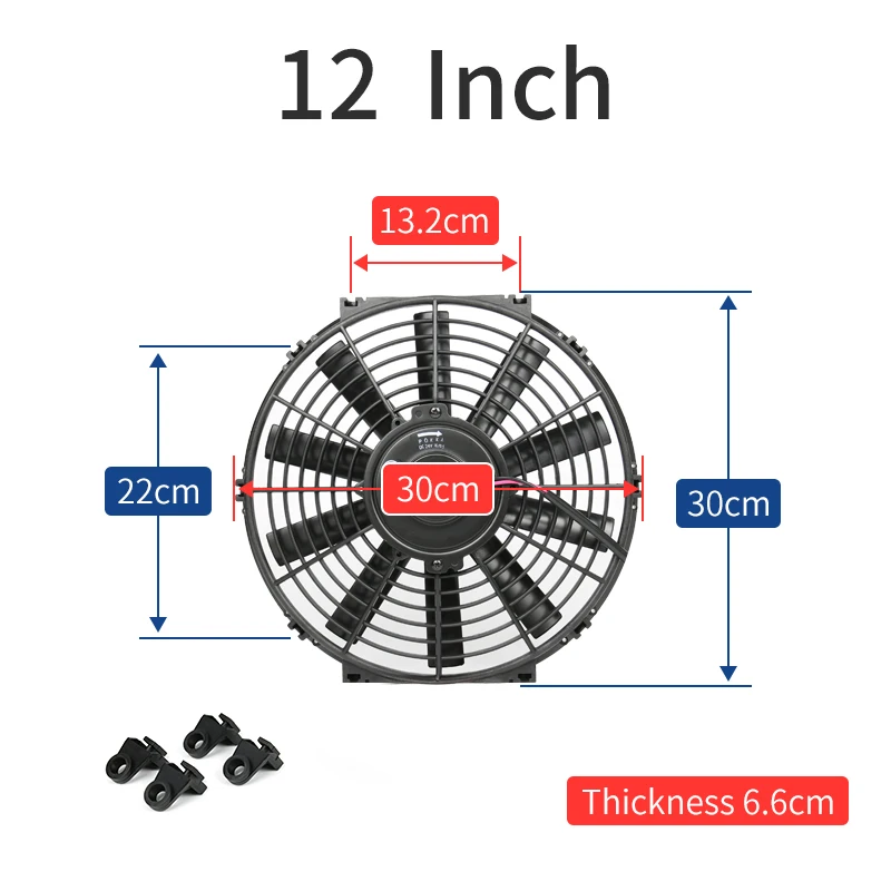 Universal Modification Automobile A/C Cooling Fan 80W 12V 24V，Car Air Conditioner Water Tank Electronic Fan Motor 8/10/12 Inch