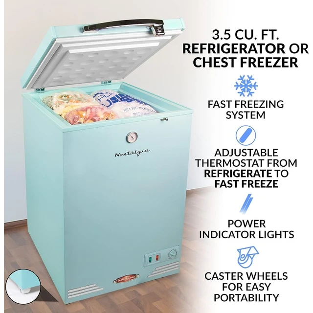 Chest Deep Freezer 3.5 Cu Ft Frozen Food Storage Ice Fridge With Basket,  Black N