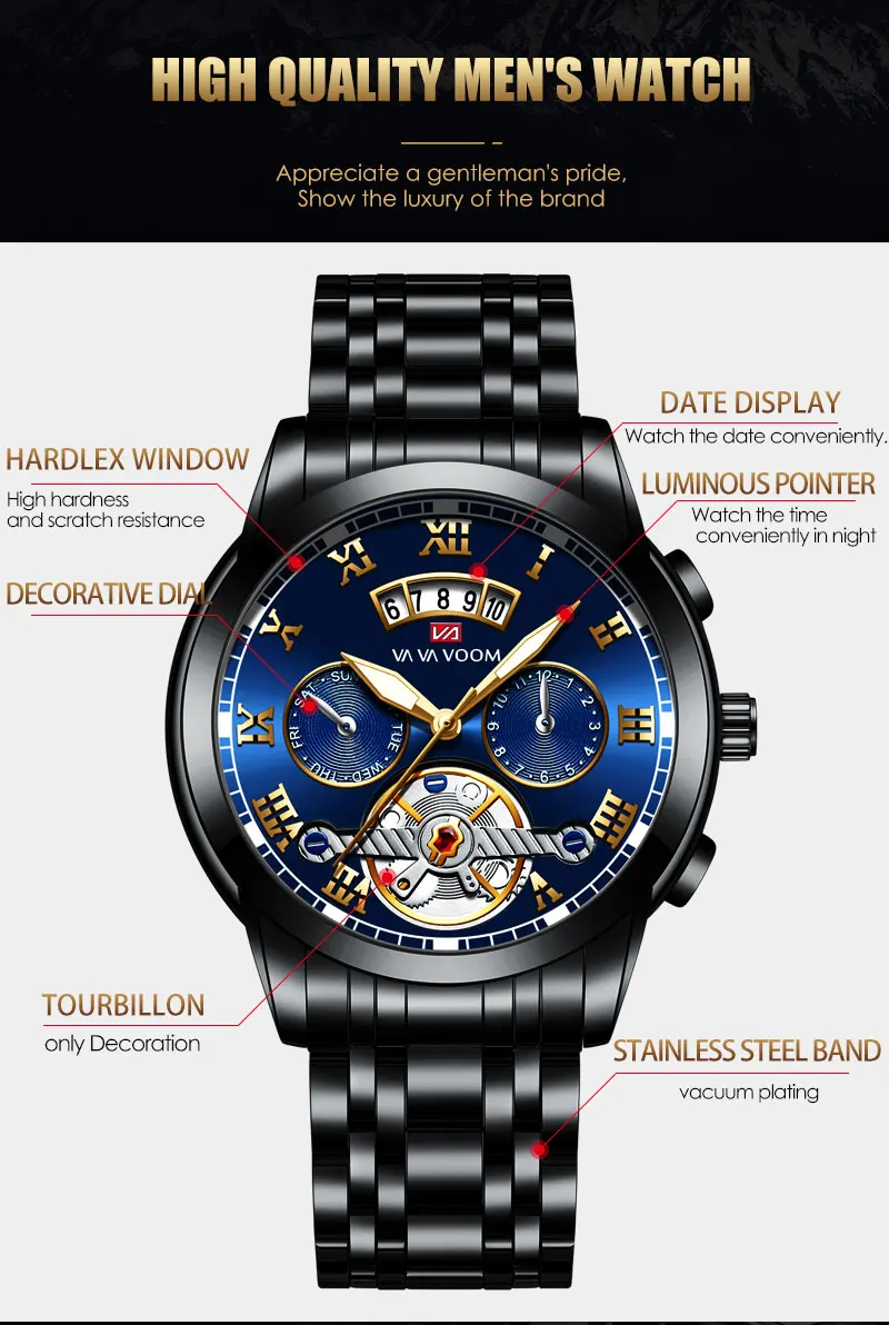 Brand Men Watch Original Pilot Series Simulation Tourbillon 41mm Stainless Steel Quartz Movement Casual Sports Watch_voghion.com