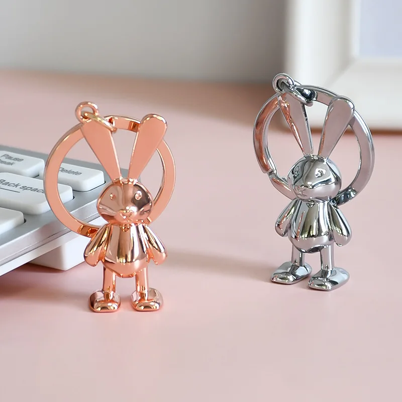 Rabbit Key Chain Cartoon Multi-purpose Three-dimensional Realistic Look  Electroplating 2023 New Year Gift DIY 3D Bunny Key Ring Pendant Women Men  Jewelry for Handbag,Rose Gold 
