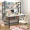 55 "computer Desk with Shelves, 4 Level Game Table with Large Wooden Tabletop, Metal Legs, Ideal Storage for Study Work 1