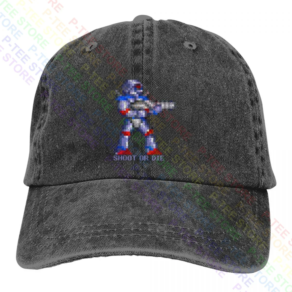Shoot Or Die Turrican Game Sprite Amiga Figur Robot Spiel Washed Denim Berretto Da Baseball Trucker Hats Print