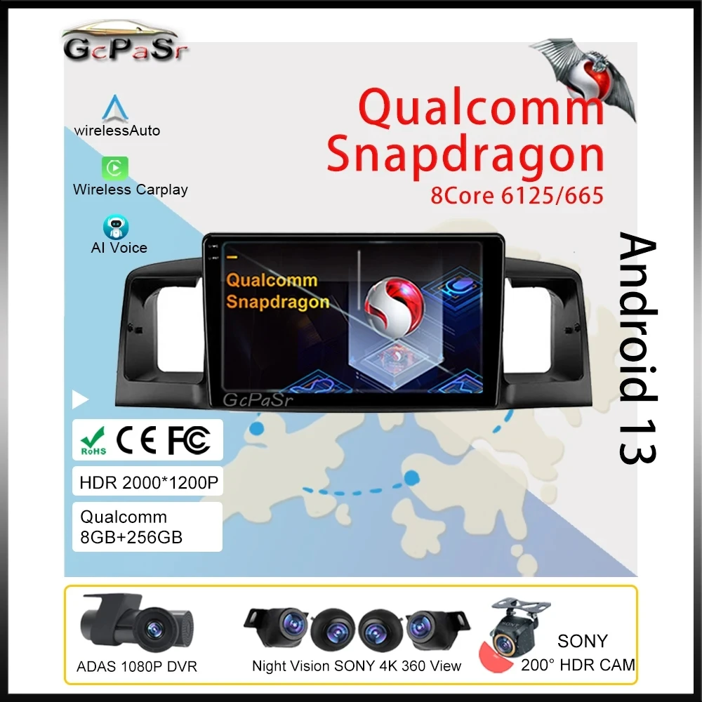 

Автомобильный мультимедийный видеопроигрыватель Qualcomm на Android, GPS для Toyota Corolla GX Corolla E120 2005-2013, автомобильное радио с процессором