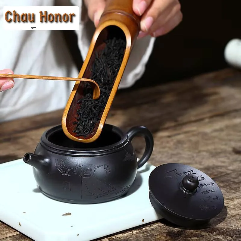 160ml Yixing Handmade Purple Clay Teapots Raw Ore Black Mud Tea Pot Ball Shaped Infuser Kettle Chinese Zisha Tea Set Drinkware