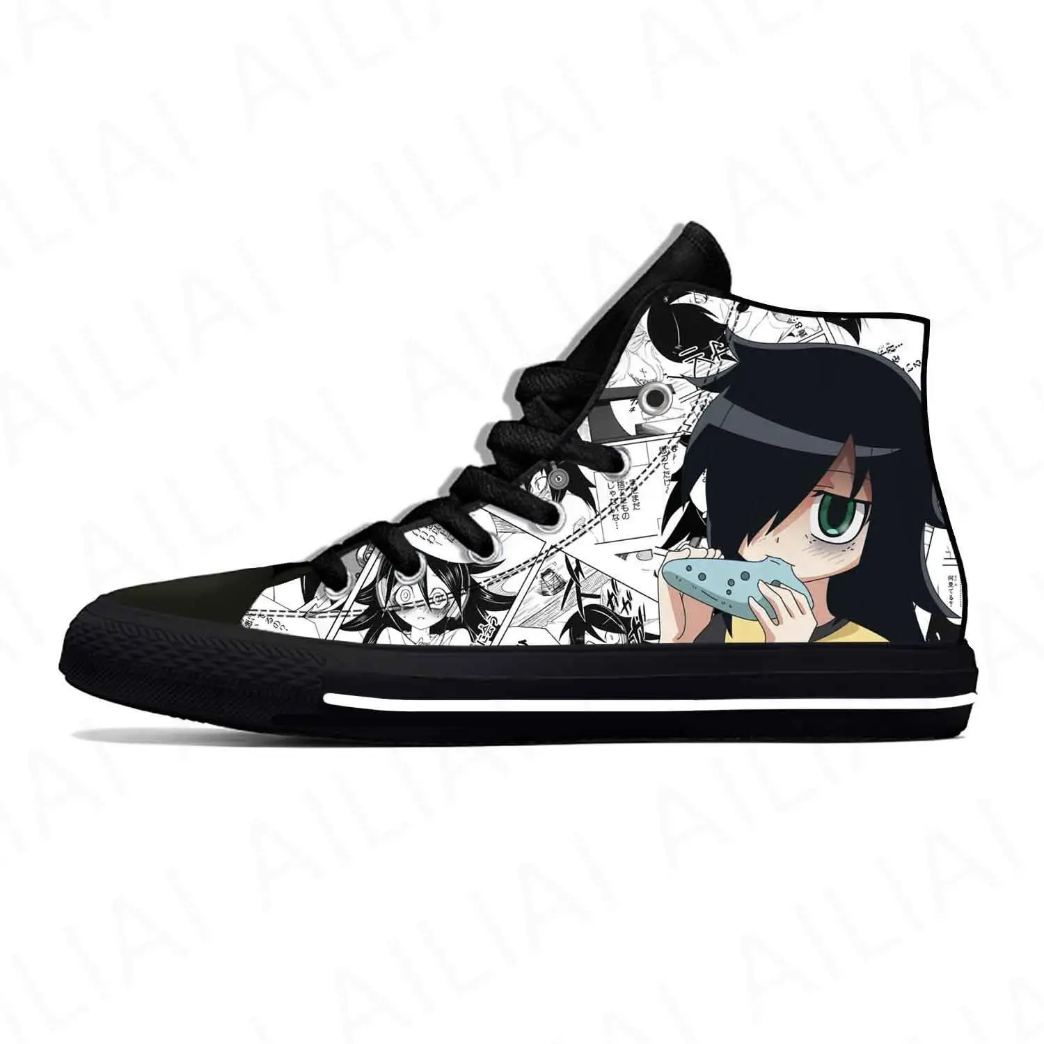 

Японские Аниме Манга комикс Watamote Kuroki Tomoko повседневные тканевые туфли высокие Легкие дышащие кроссовки с 3D принтом для мужчин и женщин