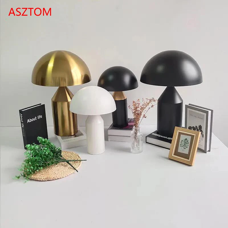 

Black White Gold table Lamp Creative mushroom Lamp for Bedroom Study Living Room Decoration Desk lamp