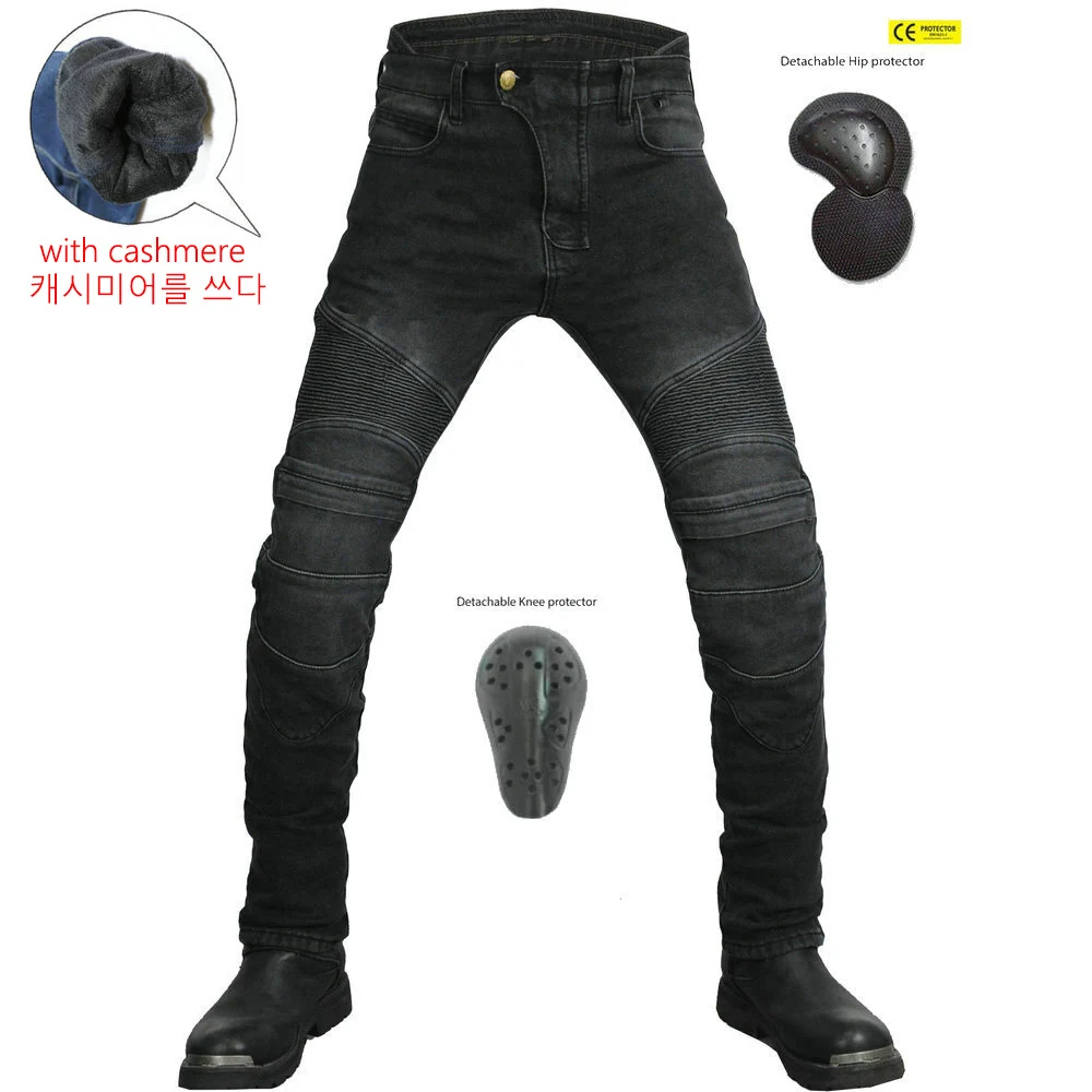 Velvet Cashmere Lining Winter Motorcycle Pants  Men Motorcycle Pants Motorcycle Jeans Protective Gear Riding Touring Trousers