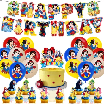 1 set Disney Biancaneve Palloncino Banner Torta Topper Decorazione Principessa Biancaneve Ragazze Festa di compleanno Baby Shower Forniture 1