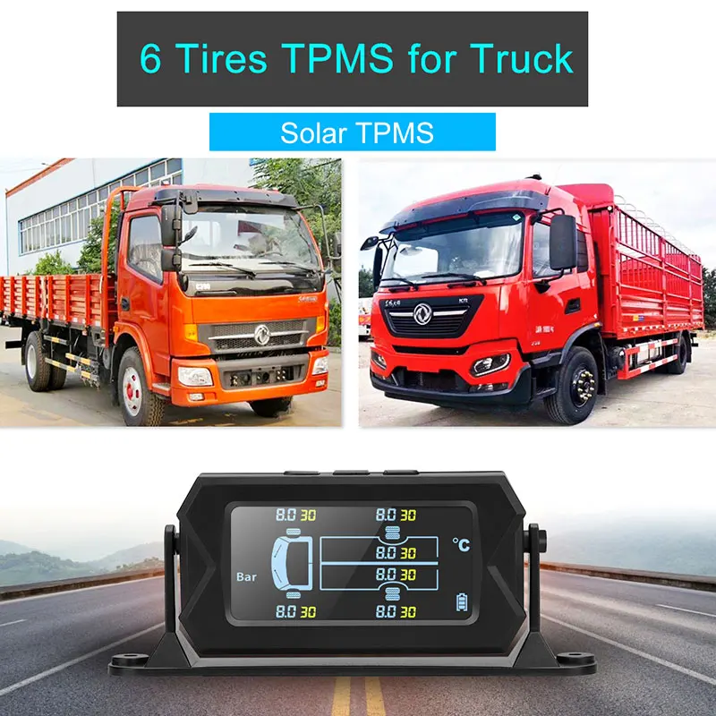 6 External TPMS Sensor15/8Bar Car Wireless Tire Pressure Monitor Digital LCD Alarm Tire Pressure Monitoring System For Truck Veh