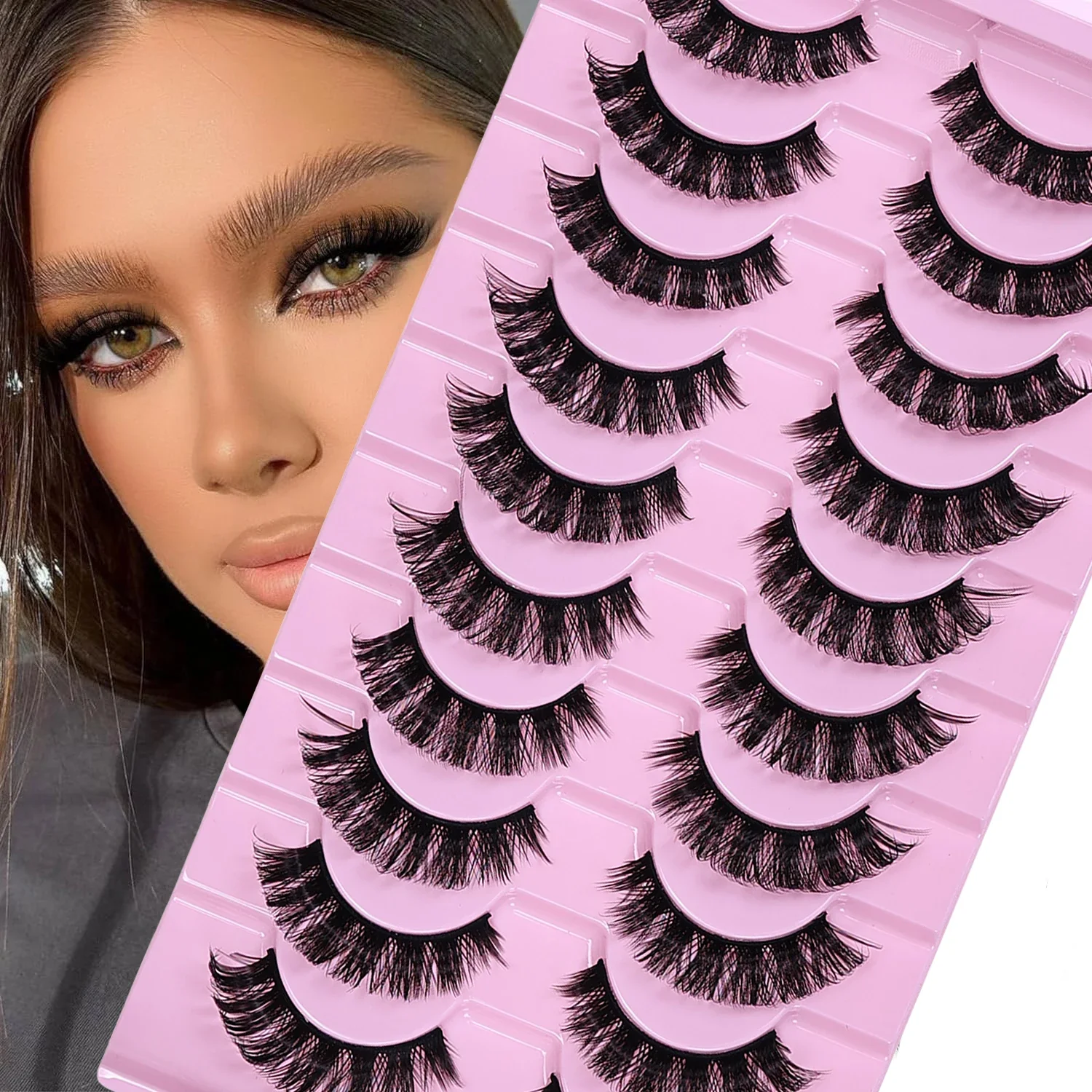 10 Paar 3D-flauschige falsche Wimpern für dramatische falsche Wimpern, unordentliche falsche Wimpern, flauschige dicke Wimpern