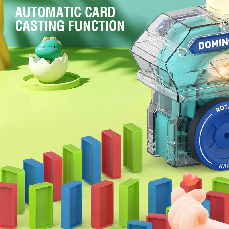 Toy Building Blocks Domino Set Automatic Domino Train With 60 Dominos Montessori Early Educational STEM Toys Train DIY Building Blocks Christmas Birthday Gift