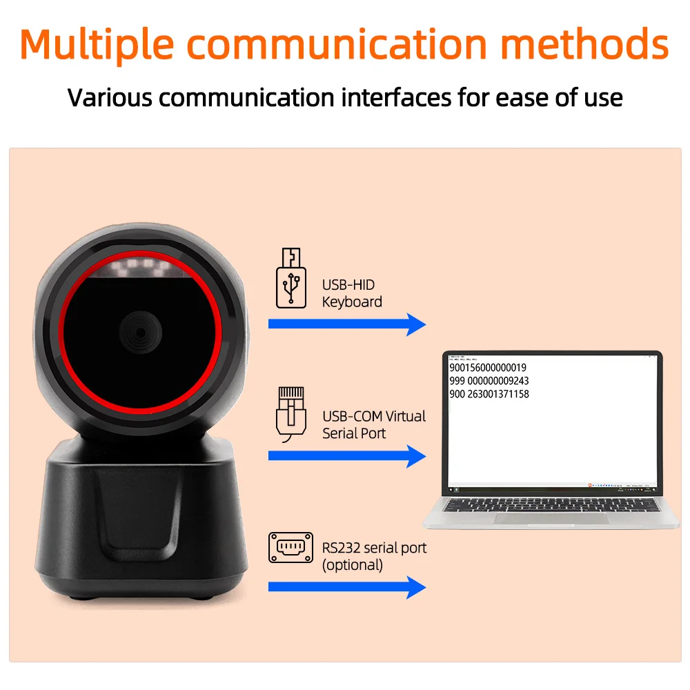 Barcode Scanner X6-600 Barcode Reader Scanning Desktop Bar code Scanner 1D 2D QR Code Reader Hands-Free Wired USB Barras Support Screen Code