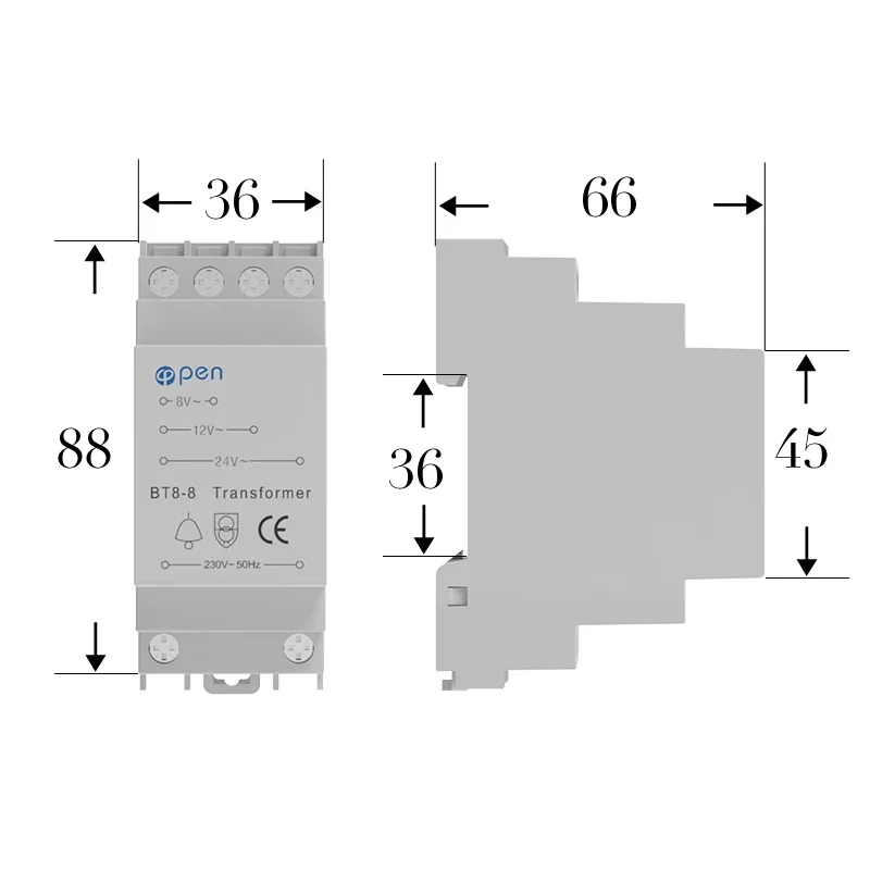 BT8 8 doorbell transformer rated voltage CE certification rail type doorbell protector Compatible with Ring Bell Bell Smart Power transformer