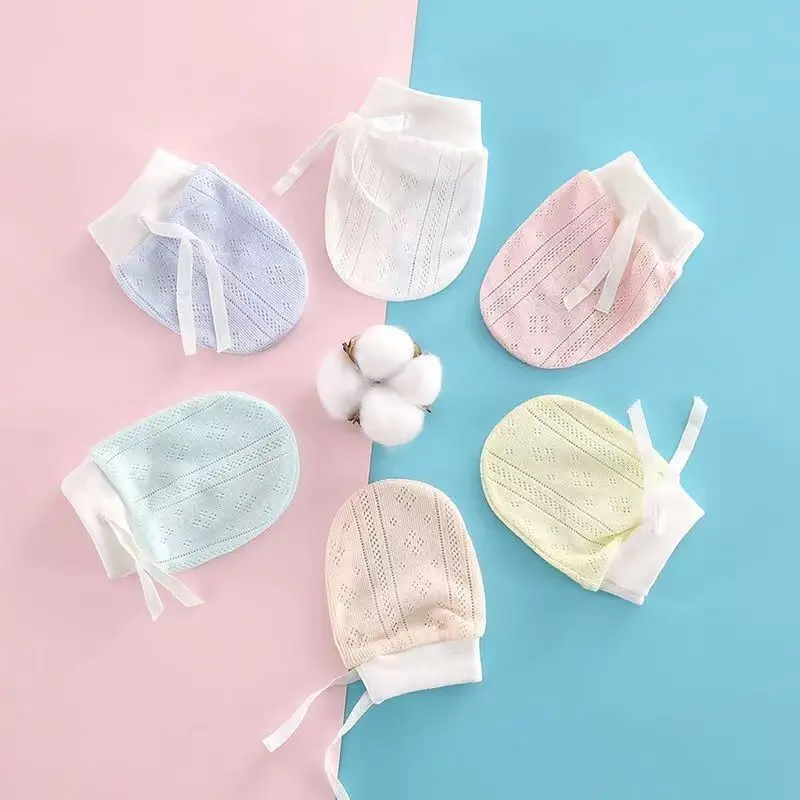 Anti Scratching Gloves 0-12 Months Baby Protective Gloves Anti Scratch Face Newborn Boy Girl Thin Breathable Hand Protector Soft Cotton Kids Gloves
