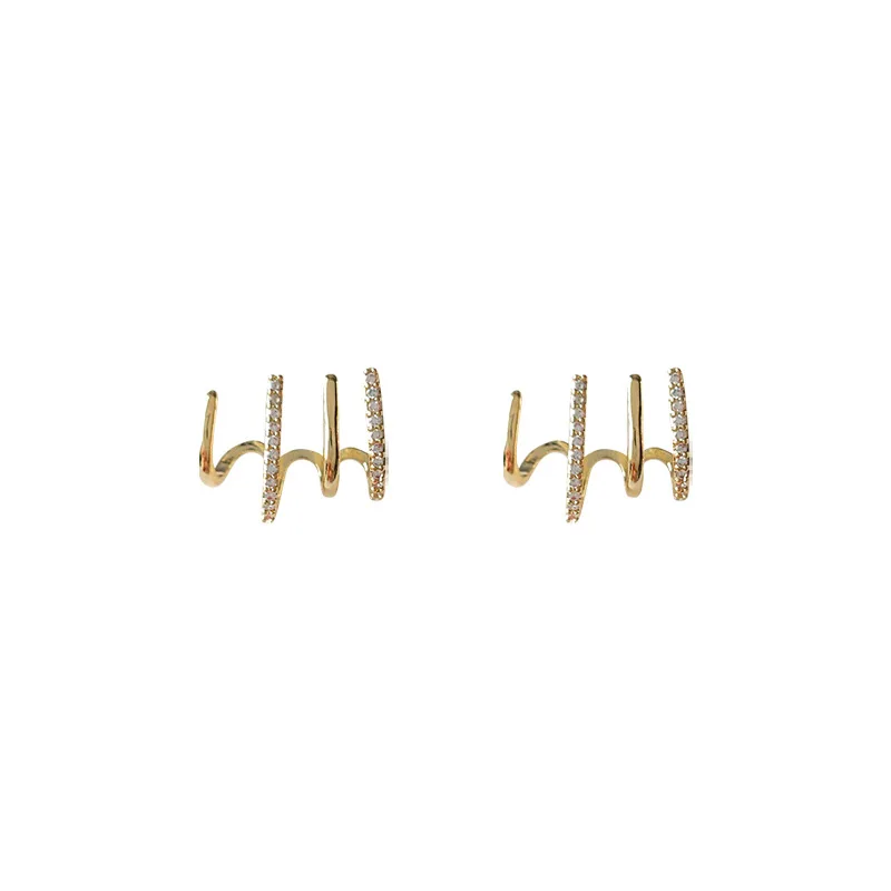Quartet Earrings Claw Earrings for Women Four Claw Earrings Zircon Needle Cuff Earrings for Teen Girls 3