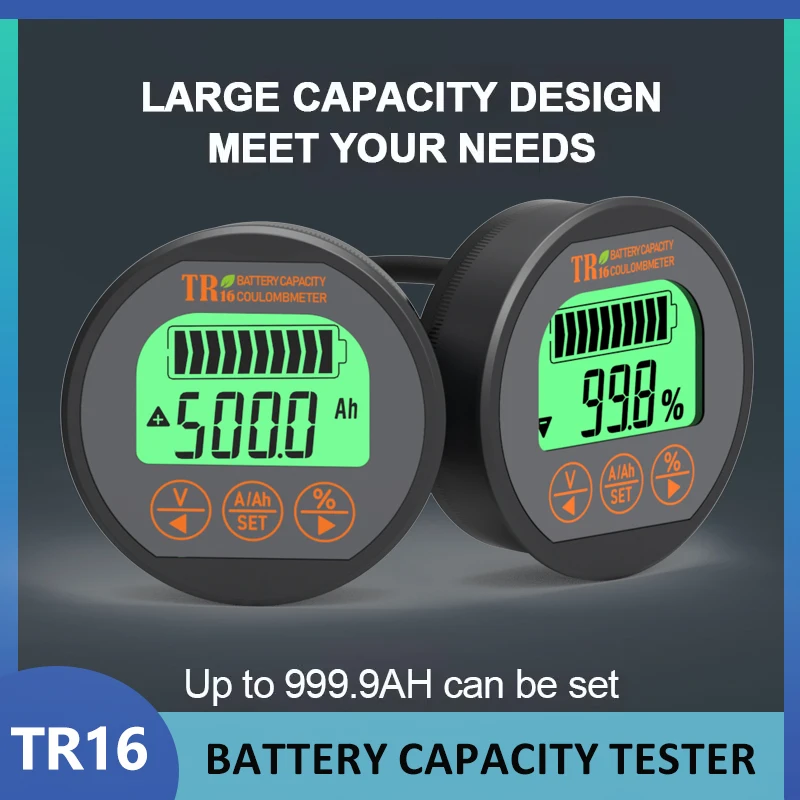 Battery Tester Lithium Battery Tester TR16 DC 8-100V 50A 100A 350A Digital Waterproof Ammeter Voltmeter with Memory Function