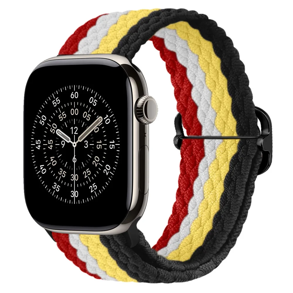 Adjustable Elastic Nylon Braided Watch Strap, Black