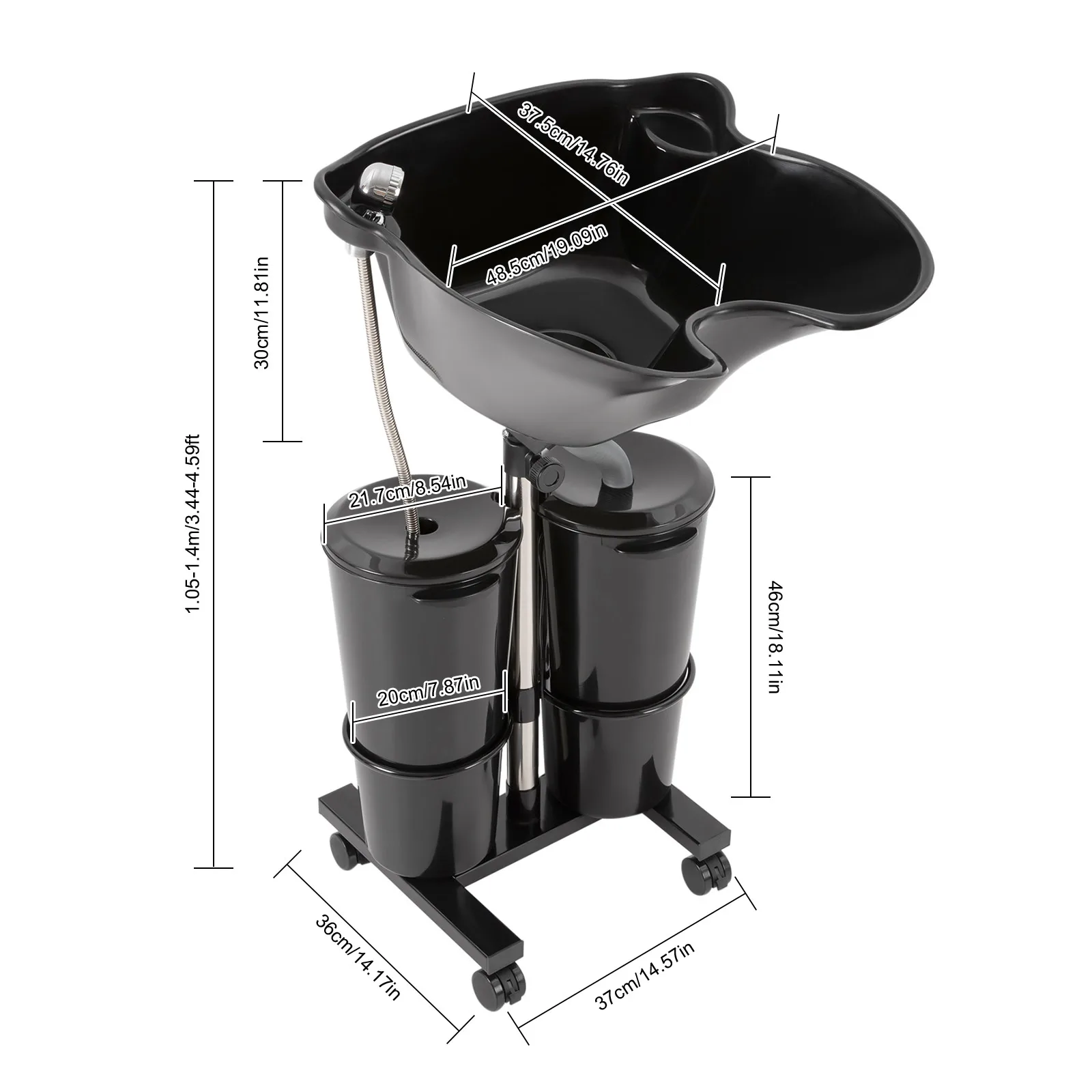 Backwash Shampoo Bowl Basin Portable Hairdress Spa Salon Hair Washing Sink Black 4