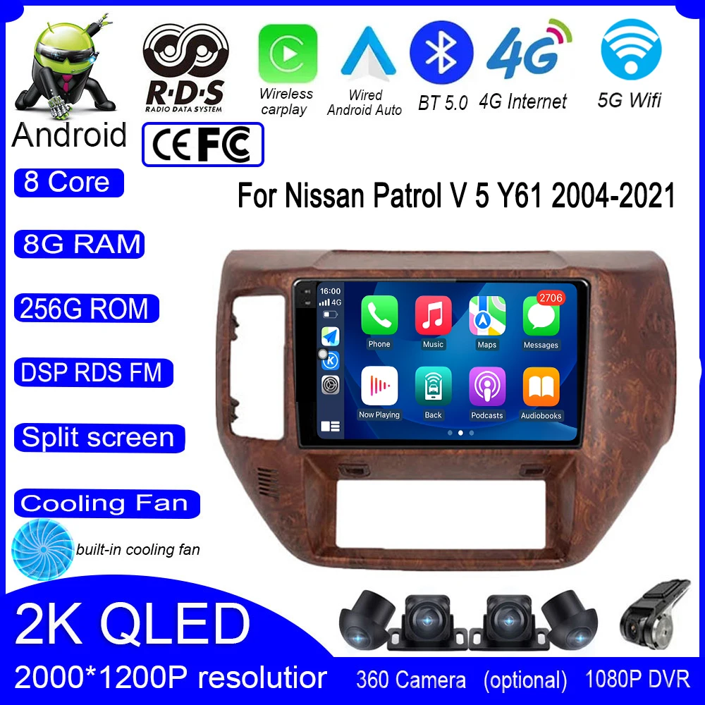 

Android 13 For Nissan Patrol V 5 Y61 2004-2021 Car Wifi 4G GPS IPS QLED Auto Radio Steering Multimedia Video Navigation