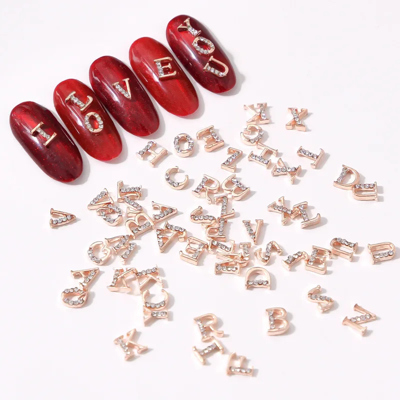 

26pcs/pack Alloy A-Z English Letter Rhinestones 3D Nail Art Decorations Charm Jewelry Manicure Design Accessories