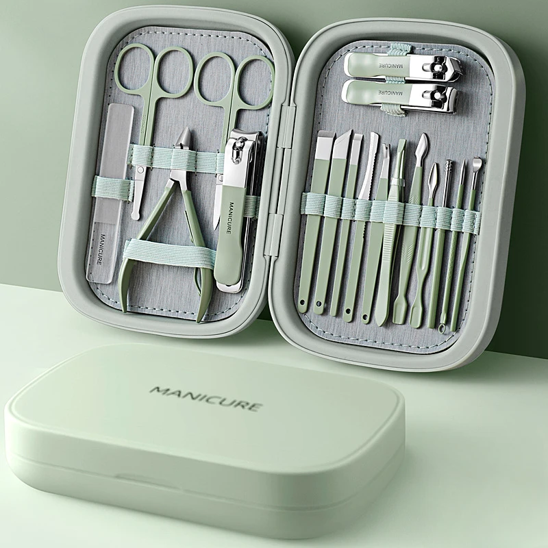 

New 18 In 1 Professional Manicure Set Stainless Steel Nail Clippers Set Idea Packing Manicure Kits Scissors Makeup