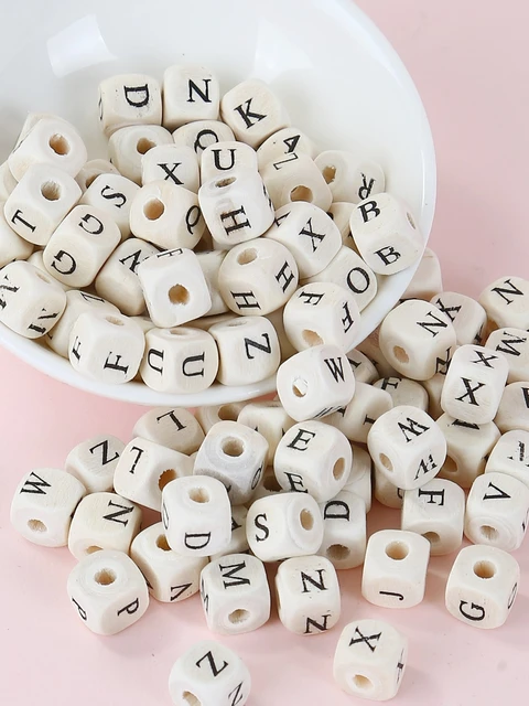 100 8mm wooden square letter beads for handcrafting - AliExpress