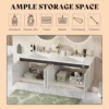60"LED Floating Bathroom Double Vanity with Sink Combo, Modern High Gloss Wall Mounted Bathroom Storage Cabinet with 3 Hole Sink 6