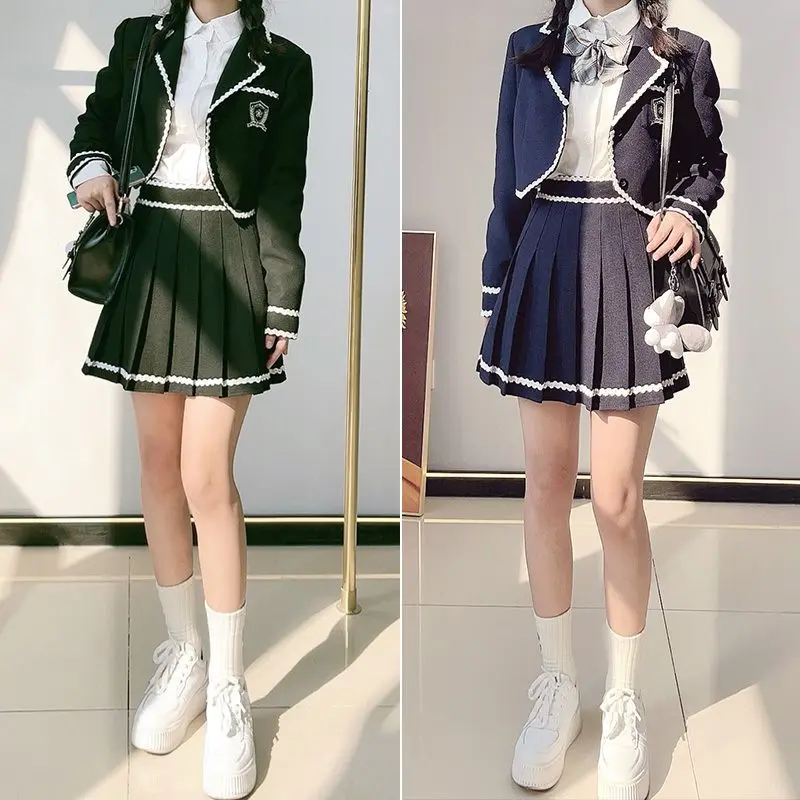 Japan JK Short Suit Fashion Set Women'S Autumn Academy Style High Waist Half Dress Two Piece Set/Single Piece 2024 New