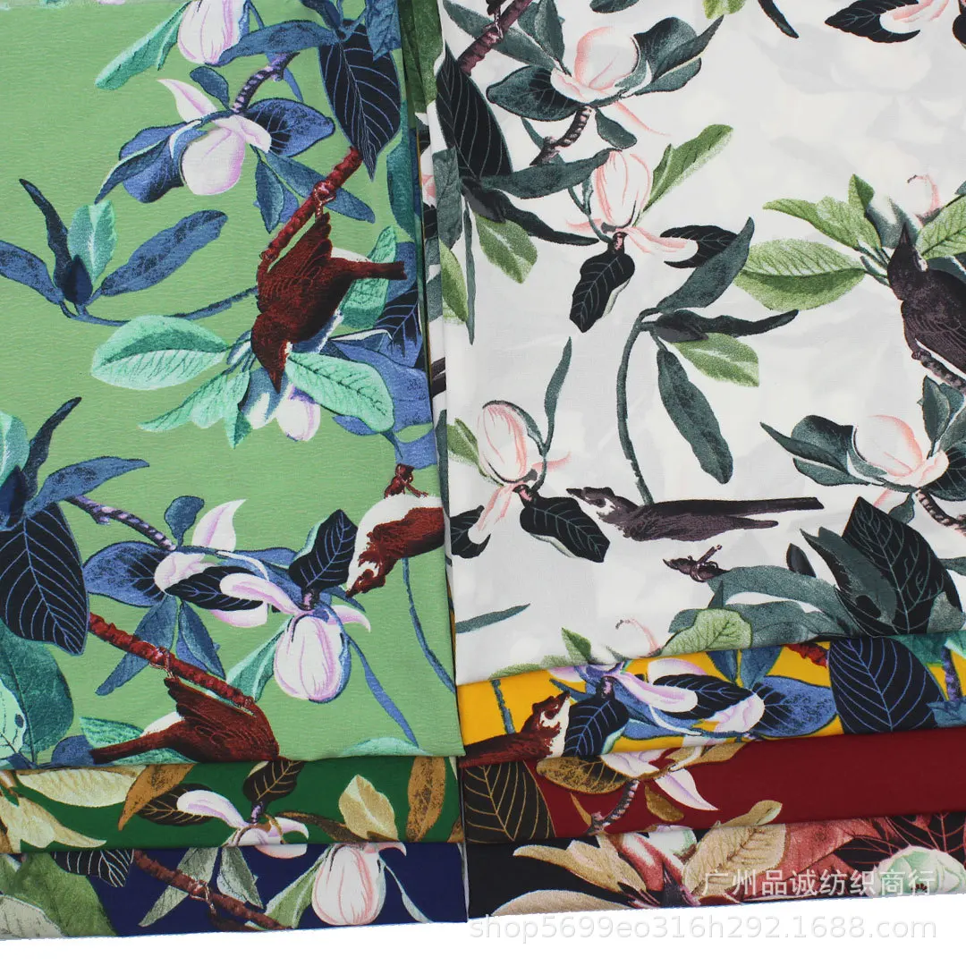 

100D Four-sided Printing of European and American Plants, Foliage Flowers, Chiffon Printed Fabrics