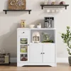 Storage Cabinet with 3 Doors and 1 Drawer, Buffet Cabinet Sideboard with Adjustable Shelves, Microwave Stand Cabinet for Kitchen 4