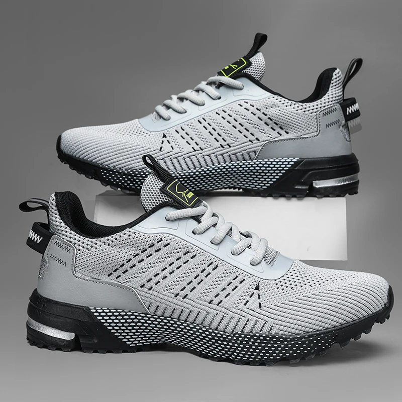 Breathable Lightweight Running Shoes for Men, Outdoor Sports Walking Shoes, Men's Shock-Absorbing Lace-Up Sports Shoes, Slippery and Comfortable, Suitable for Street Jogging and Hiking, Outdoor Activities, Suitable for All Seasons