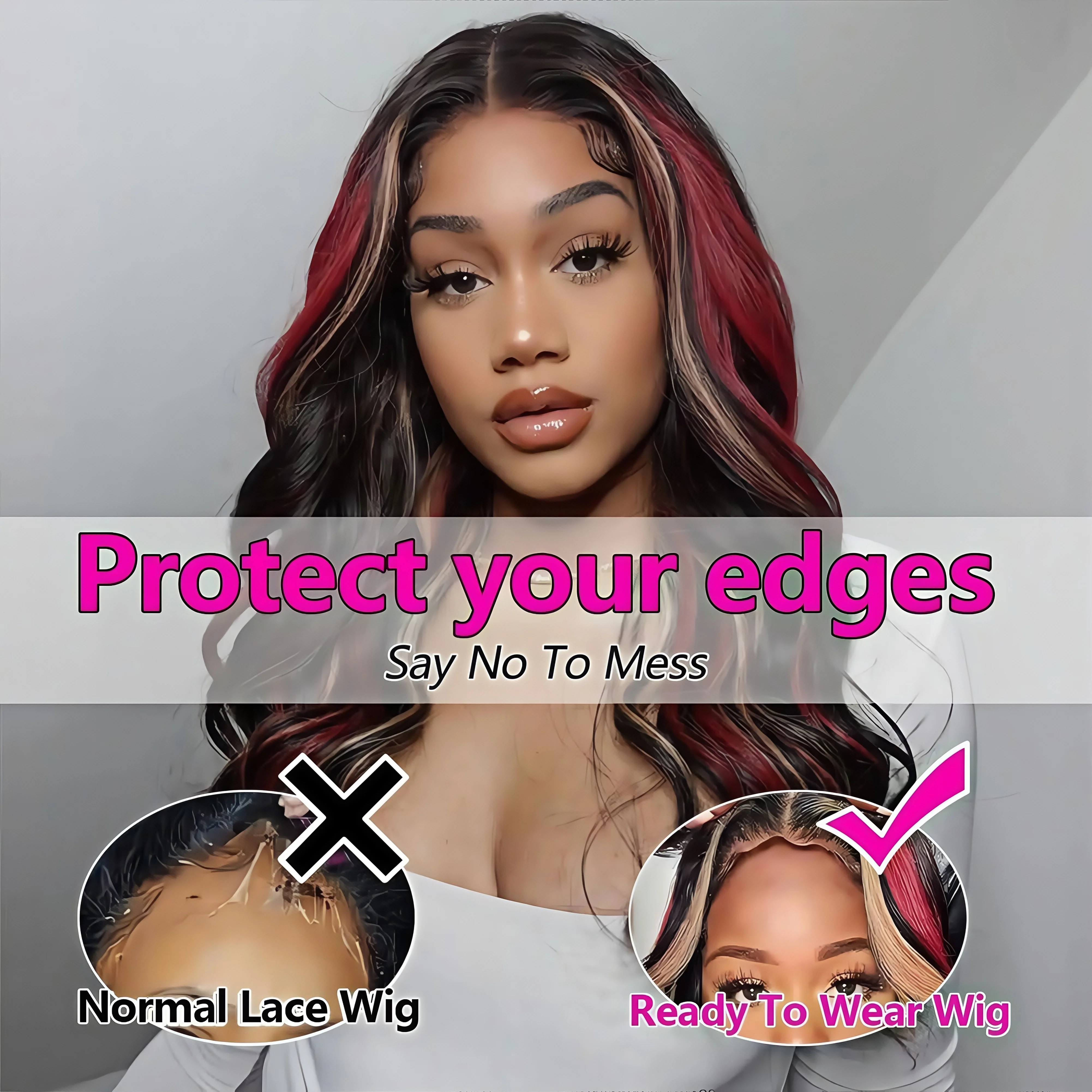 1B/99J/27 Omber black hair with red blonde Highlight 5x5 Hd Lace Closure Body Wave Wig Human Hair 99J Glueless Wig Ready To Wear 3