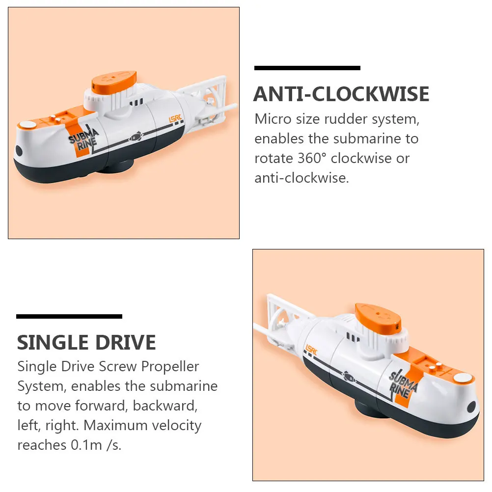 1세트 RC 잠수함 미니 수중 전동 시뮬레이션 잠수함 어린이용 3모터 제어 프로펠러 러더 시스템 실내용