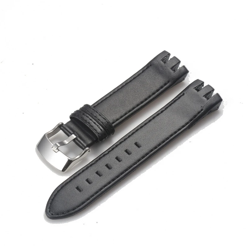 Cinturino Da Uomo Impermeabile Confortevole In Vera Pelle Per Swatch Yts401/402403G Convesso 20Mm Nero Marrone Fibbia A Farfalla Da Polso