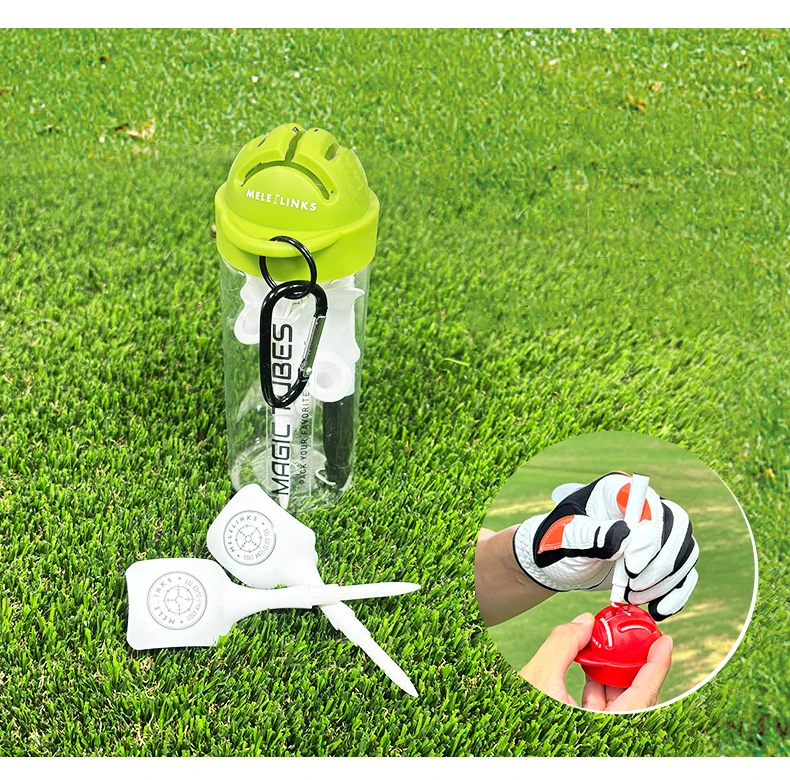 Golf treasure bottle 1 Golf Bottle With Hook Plastic Portable Comes With 3 Petal Type Golf Tee And 1 Marking Pen Golf Supplies