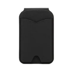 Deluxe Magnetic Leather Wallet with Makeup Mirror and Foldable Stand (Black)