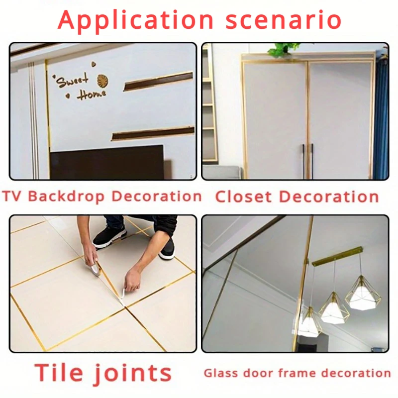 Golden Tape Ceramic Tile Floor Tile Seam Sealing Strip Ceiling Plaster Line Beauty Edge Line Self-adhesive Cabinet Door Closet
