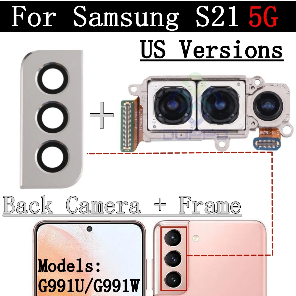 Premium Camera Frame Cover Lens with Front & Rear Flex Cable for Samsung Galaxy S21 5G