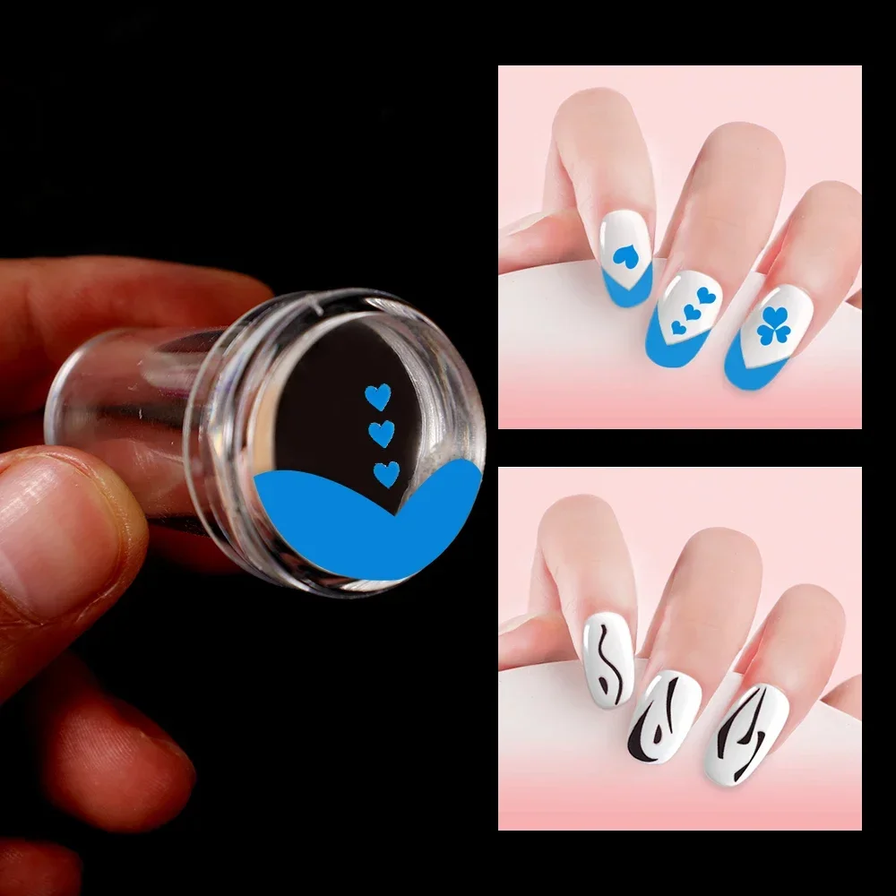 Heallor Nail Stamper Jelly Silicone Printing Nail Polish Stamping French Tip Nail Stamp Template with Scraper Manicure Stencil T 3