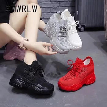 XMWRLW Hidden Heel Women's Shoes 2025 Spring Summer White Black Sneakers For Women High Heels Vulcanized Shoes Female Sneakers 1