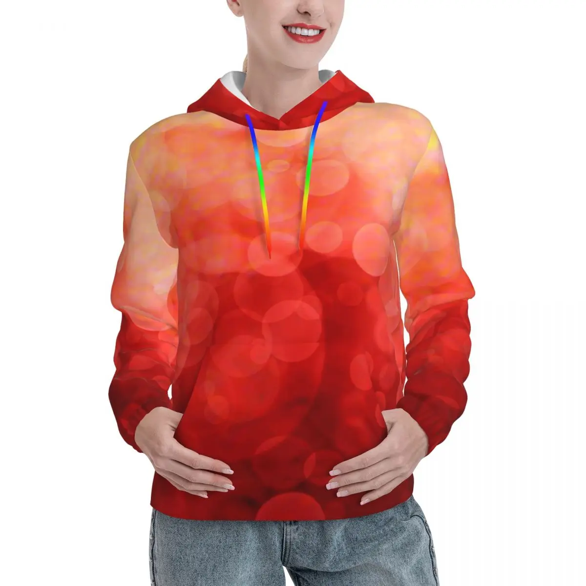 

Sunset Spotted Streetwear Hoodies Winter Dots Print Funny Pullover Hoodie Womens Oversize Casual Basic Sweatshirts